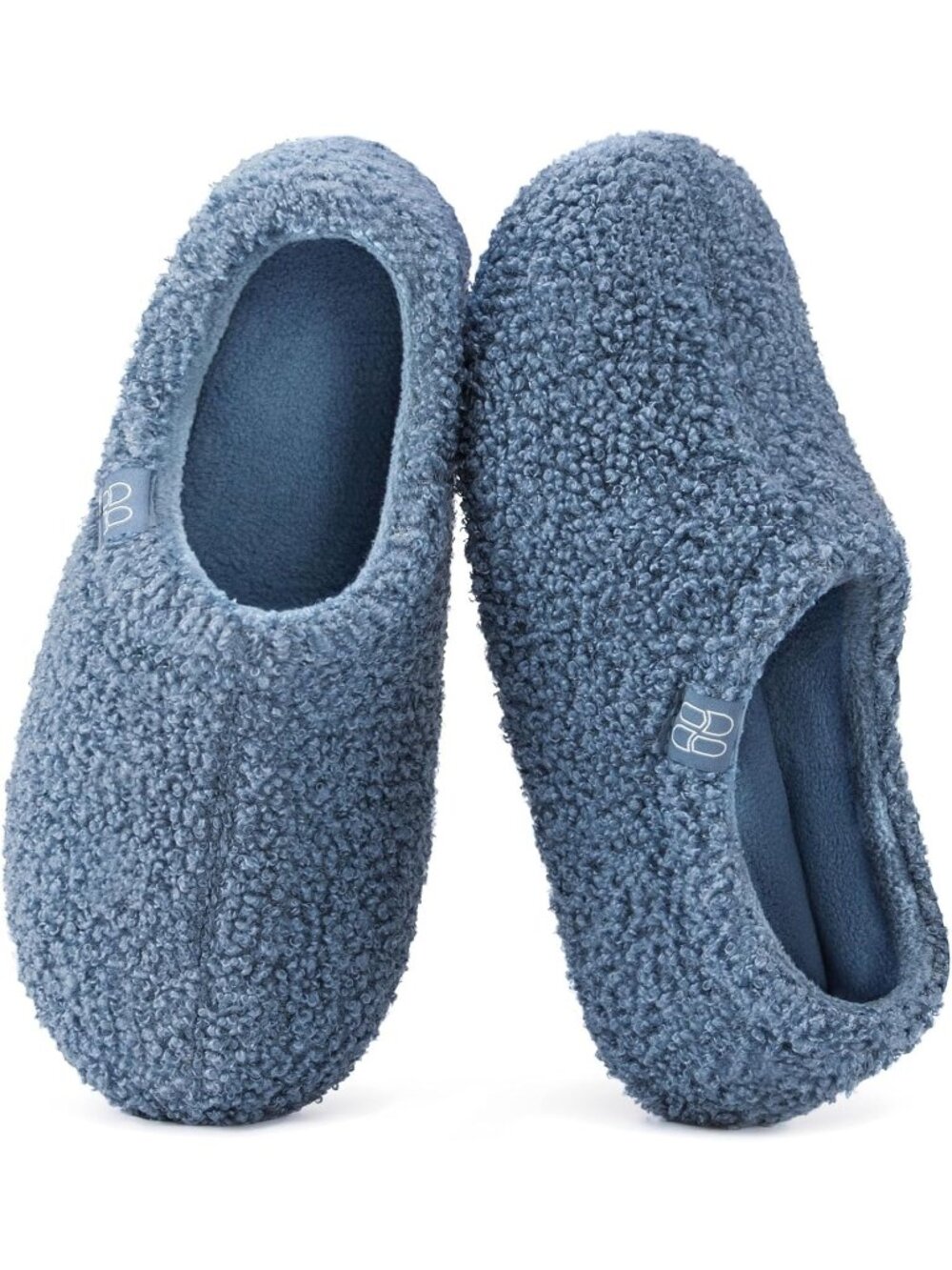 Women's Cerulean Fuzzy Curly Fur Memory Foam Fleece Lining Loafer Slippers